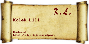 Kolek Lili névjegykártya